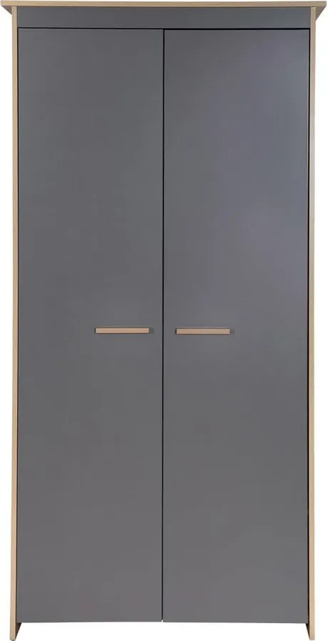 Șifonier de copii gri antracit/în culoare naturală cu aspect de lemn de stejar 50x190x96 cm Anna – Roba