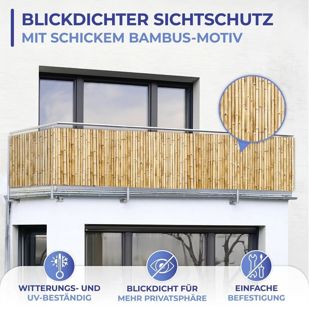 Paravan pentru balcon maro deschis din plastic 500x85 cm – Maximex