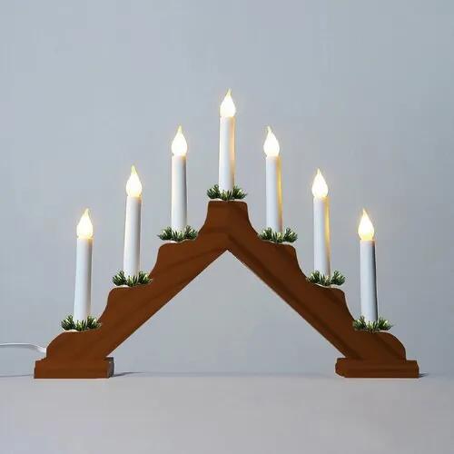Sfeșnic Advent cu bec LED mulat Filament, stejar
