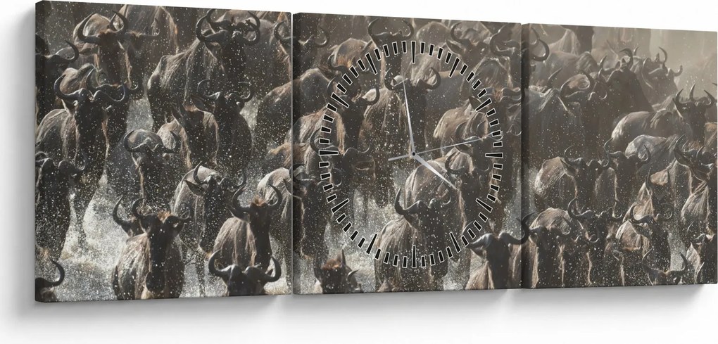 Tablou - Turmă de antilope sălbatice (cu ceas) (90x30 cm)