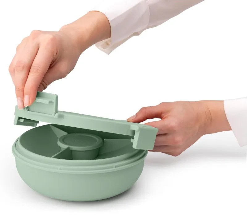 Salatiera Brabantia Make&Take 1006303, 1,3 L, Inchidere etansa, Recipient sos, Fara BPA, Verde deschis
