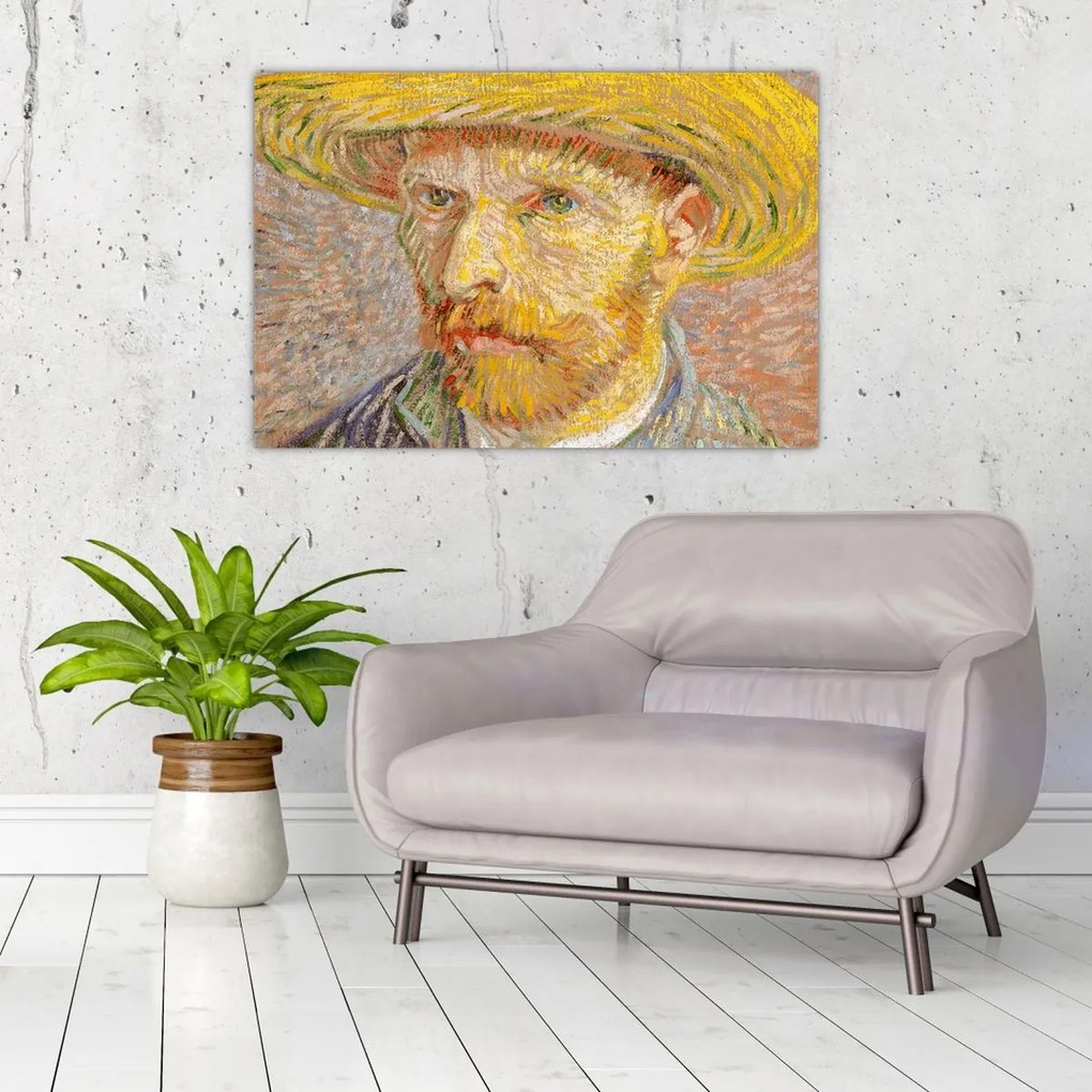 Tablou - Vincent van Gogh, Self-Portrait with a Straw Hat (The Potato Peeler), reproducere (90x60 cm)