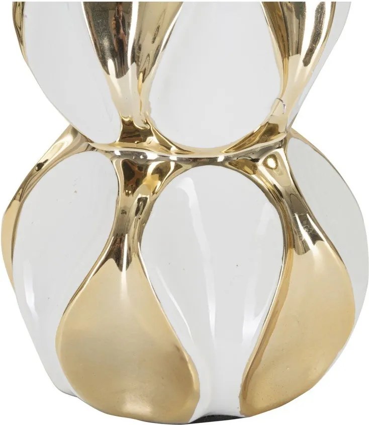 Veioză albă-aurie din ceramică cu abajur textil (înălțime 46 cm) Glam Balls – Mauro Ferretti