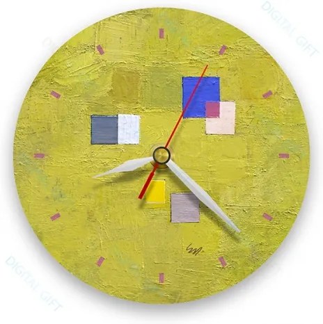 Ceas de perete - Abstract, tonuri de primavara 21 cm, lemn