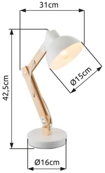 Brilagi - Lampă de masă FOCUS 1xE27/40W/230V albă