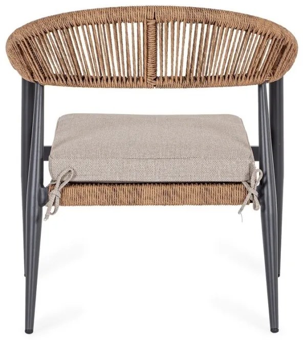 Scaun de gradina din aluminiu, cu perna detasabila, antracit / maro, Jandia Bizzotto