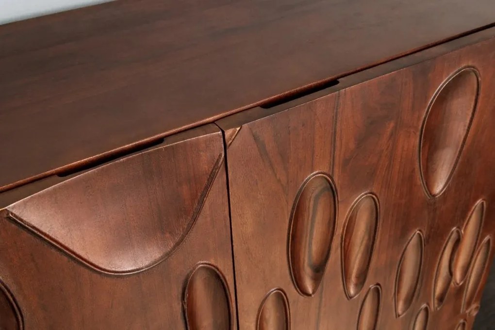 Comoda inalta cu model 3D, Lemn Salcam, Maro, DUNE 120cm