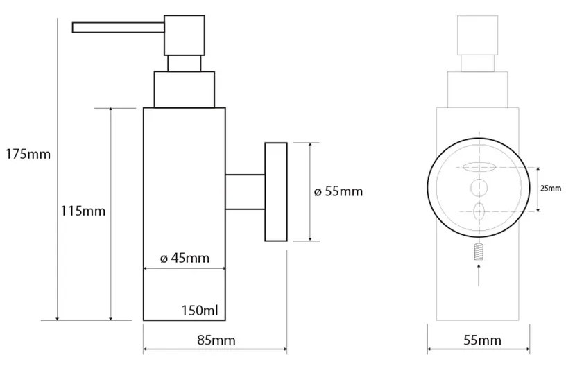 Distribuitor de săpun SAPHO XS100 X-Steel 150 ml,oțel inoxidabil periat