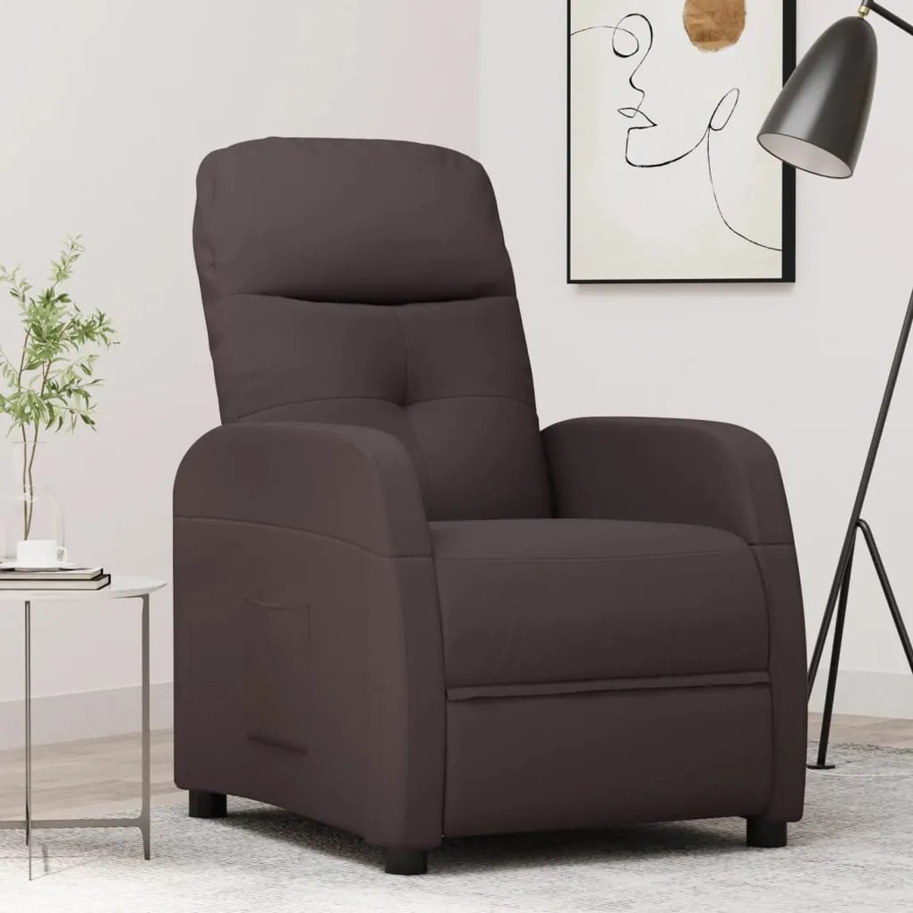 289821 vidaXL Fotoliu rabatabil, maro închis, material textil