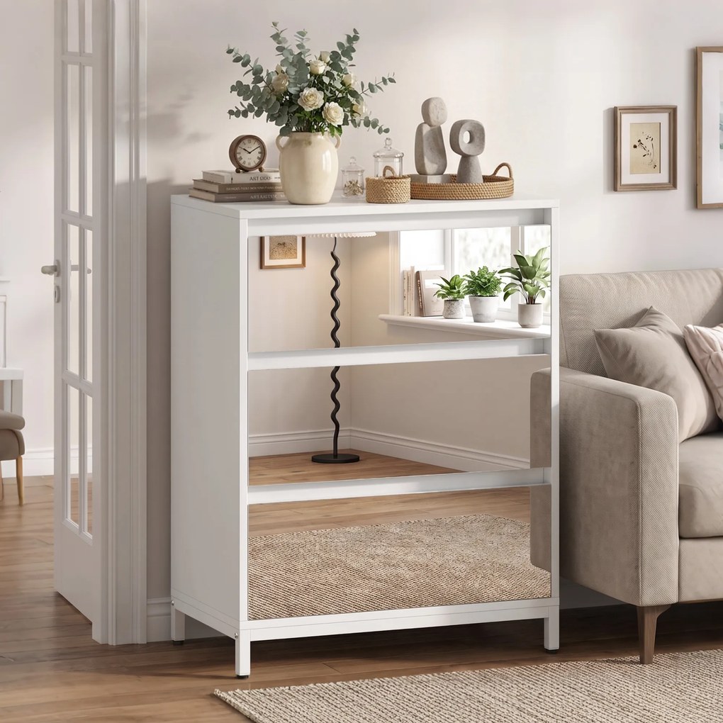HOMCOM Comodă cu 3 Sertare și Fronturi Oglindă, Design Modern pentru Dormitor sau Hol, 60x35x80 cm, Albă | Aosom Romania