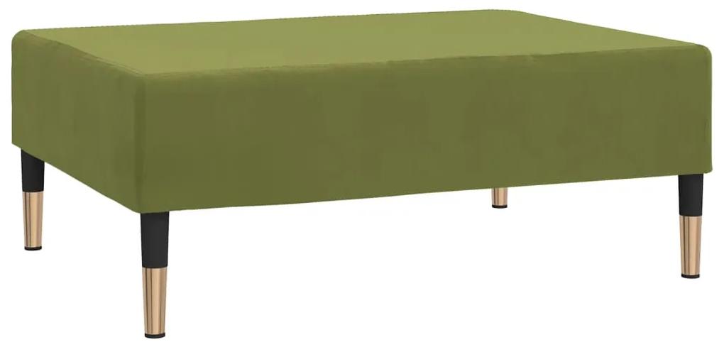 Canapea extensibila 2 locuri, cu taburet, verde deschis catifea Lysegronn, Cu suport de picioare