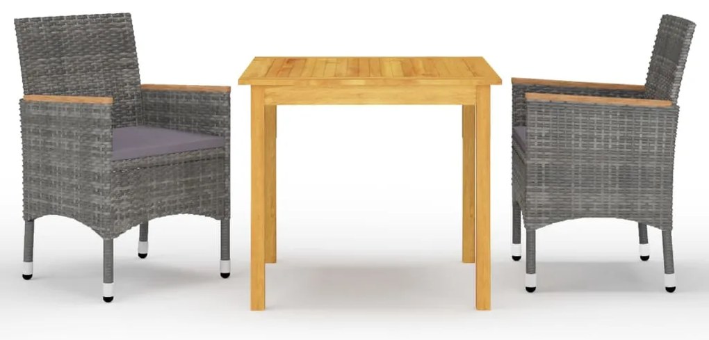 vidaXL Set mobilier de grădină, 3 piese, gri