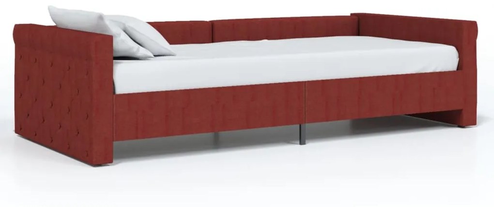 337196 vidaXL Pat de zi, roșu vin, 90x200 cm, textil, USB
