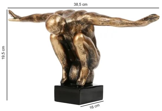 Decorațiune de masă 25x41x20 cm, rășină/patină aurie