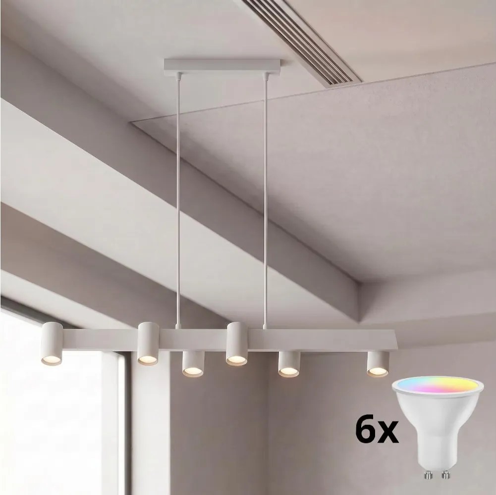 Brilagi - Lustră LED RGBW reglabilă suspendată pe cablu SELE 6xGU10/6,5W/230V albă