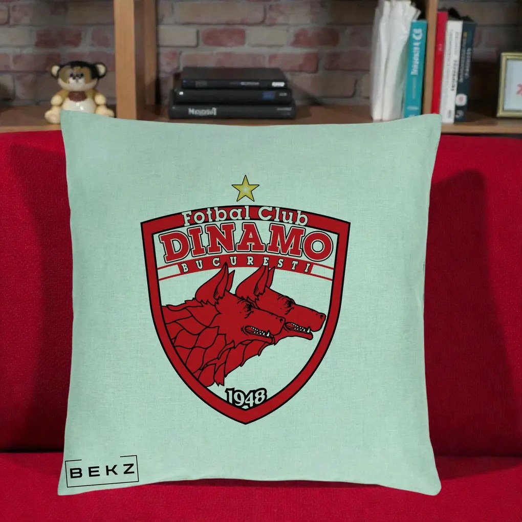 Perna Personalizata FC Dinamo Bucuresti 1948 Fotbal, 40x40 cm, Verde Menta, Husa Detasabila, Perna Inclusa, BEKZ®