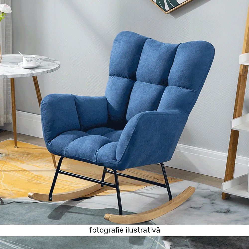 Scaun balansoar design, patchwork/gri/bej, KEMARO