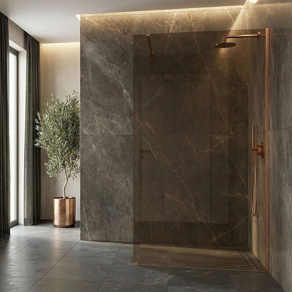 Paravan de dus Rea Flexi Brown / Brush Copper 130