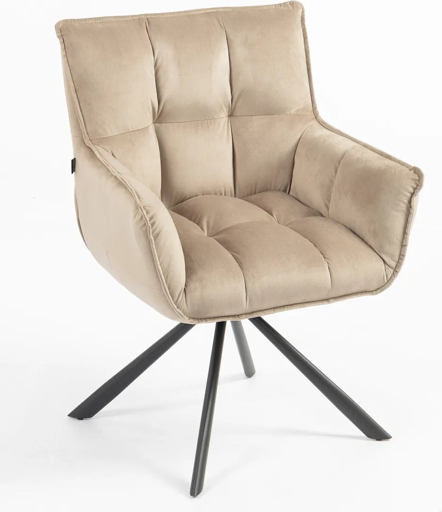 HR560 BAZĂ STEA Scaun Catifea Latte cu Bază Neagră