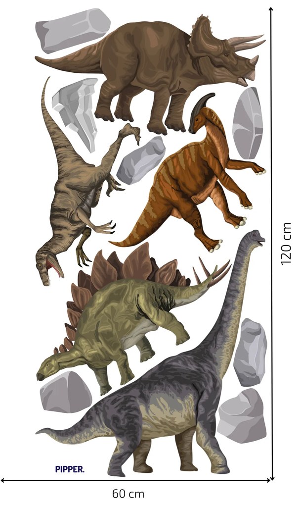 PIPPER. Autocolant textil de perete "Dinozaurii"