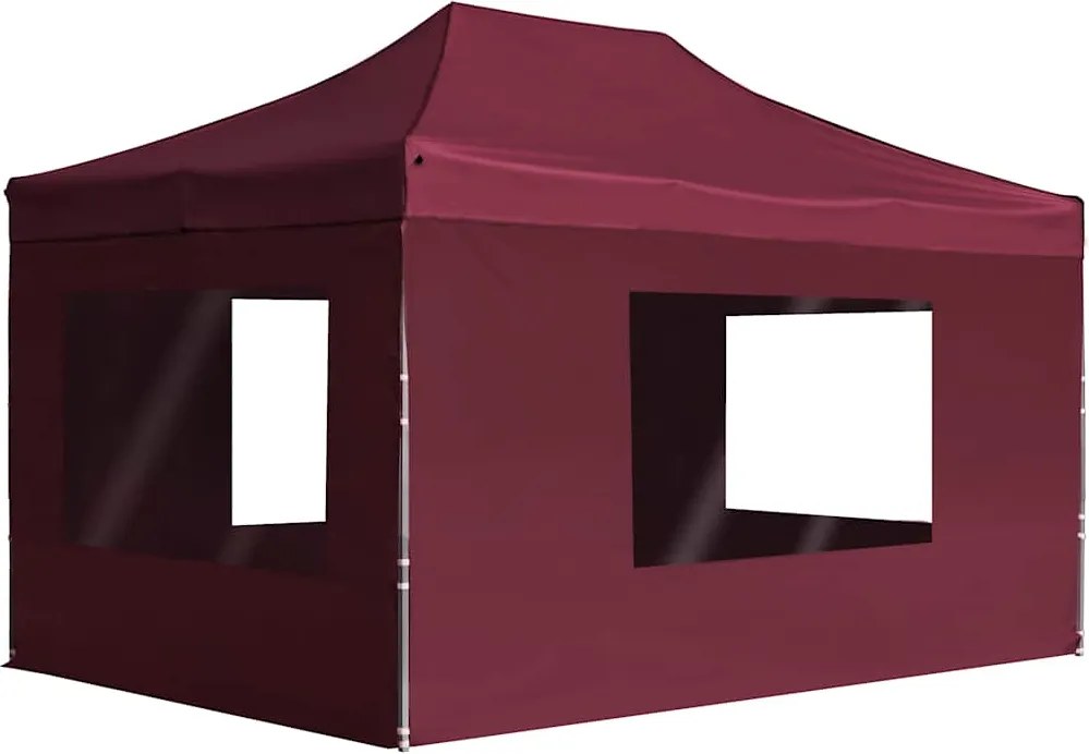 vidaXL Cort de petrecere pliabil cu pereți roșu vin, 4,5x3 m, aluminiu