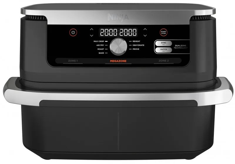 Friteuza dubla cu aer cald Ninja AF500EU, 10.4 L, 7 programe, Timer, Zone independente, Negru