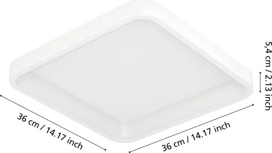 Eglo 901913 - Plafonieră LED RGBW dimabilă LORETELLO-Z LED/20W/230V 35x35cm albă