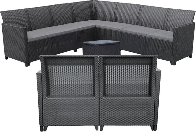 Set de mobilier de grădină Claire V cu 9 locuri și masă Vigo cu depozitare, grafit