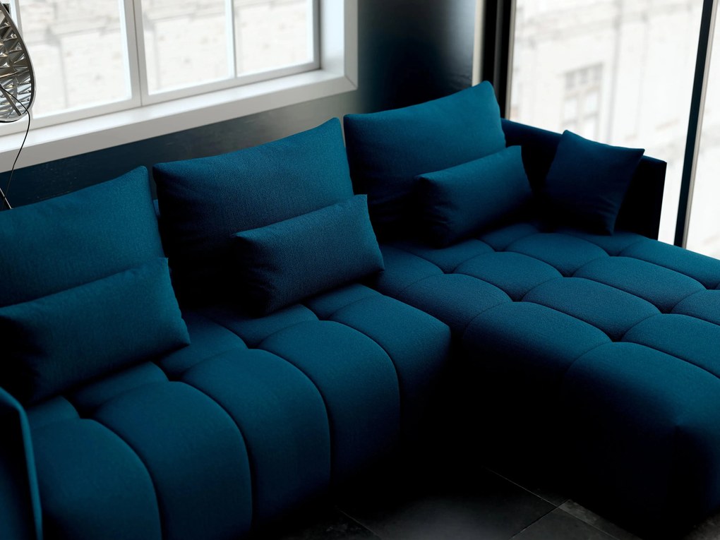 Colțar extensibil dumonde cu ladă de depozitare si sezut confortabil din spuma high-density, Malta Enjoy Petrol II 235x185 cm