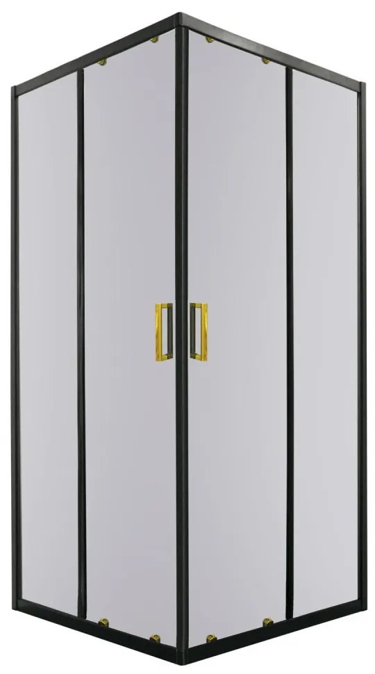 Cabină de duș pătrată Tiara Square Gold 80x80 cm fără cădiță de duș
