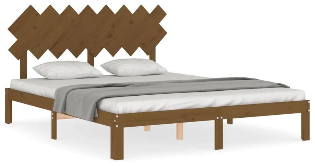 3193739 vidaXL Cadru de pat cu tăblie, maro miere, 160x200 cm, lemn masiv