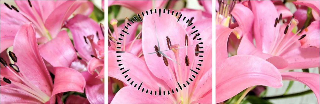 Tablou - Liliac roz (cu ceas) (90x30 cm)