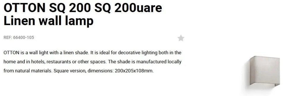 Aplica de perete ambientala design natural OTTON SQ 200 in