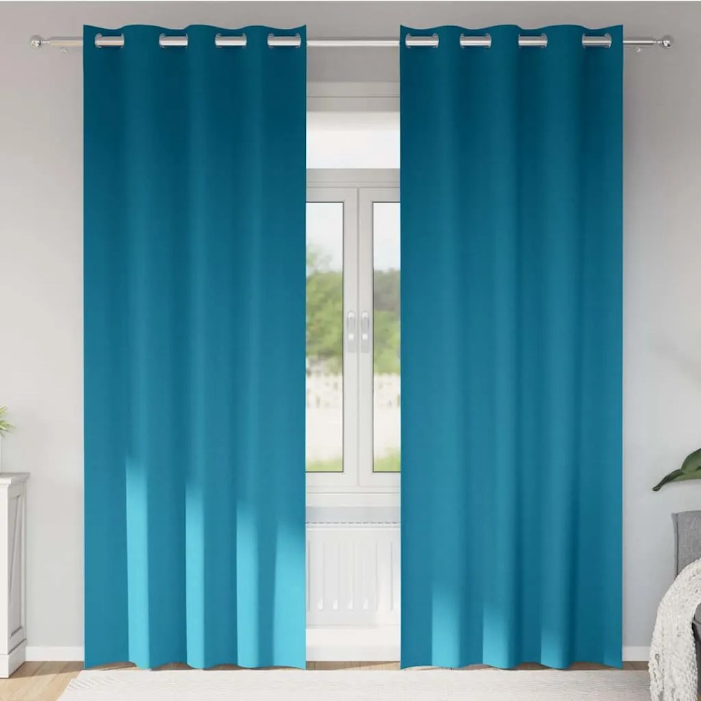 vidaXL Perdele cu perdele 2 pcs Turcoaz 245 x 140 cm Poliester
