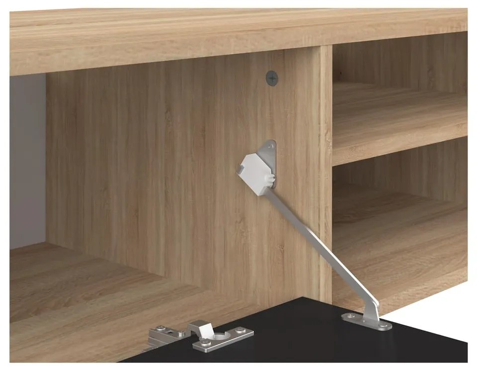 Comodă TV negru-natural cu aspect de lemn de stejar 165x40 cm Ampère – TemaHome