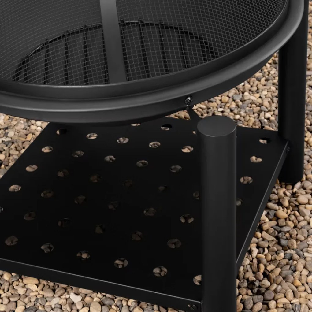 FIRE 101100 Vatra portabilă de foc cu spațiu pentru lemne 55cm, negru Gardebruk