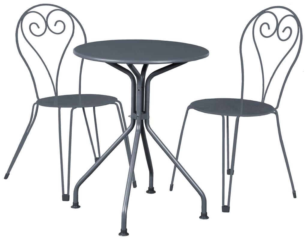 Set mobilier bistro, 2 scaune si 1 masa, Naxos, Fier forjat, 48x59x100h