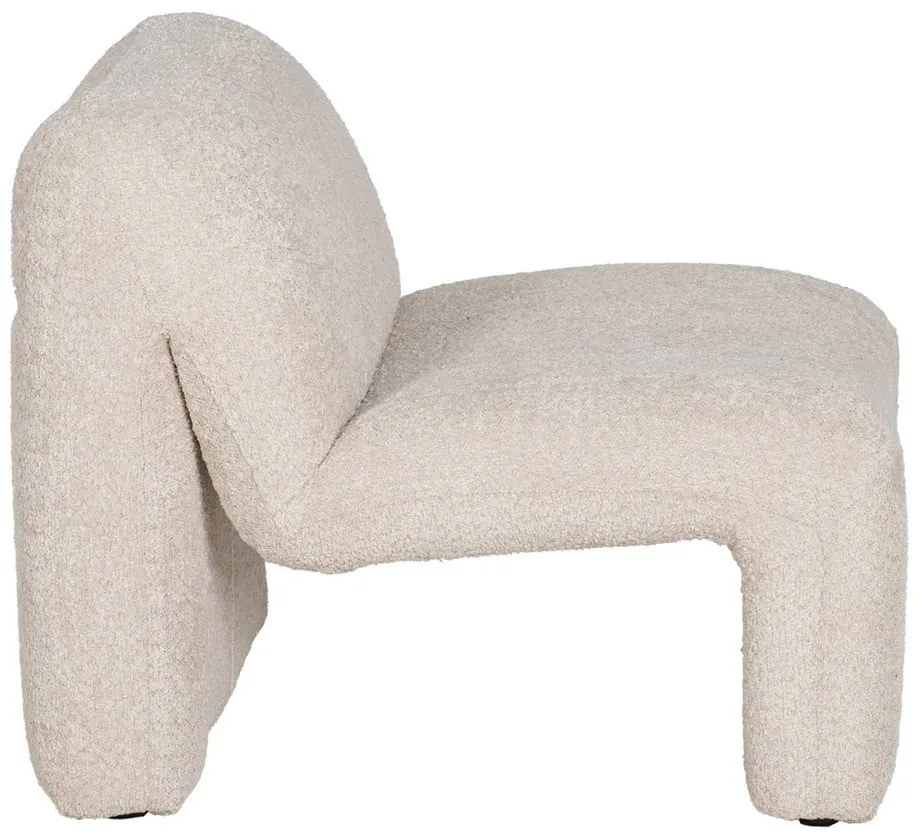 Fotoliu bej cu tapițerie din țesătură bouclé – Ixia
