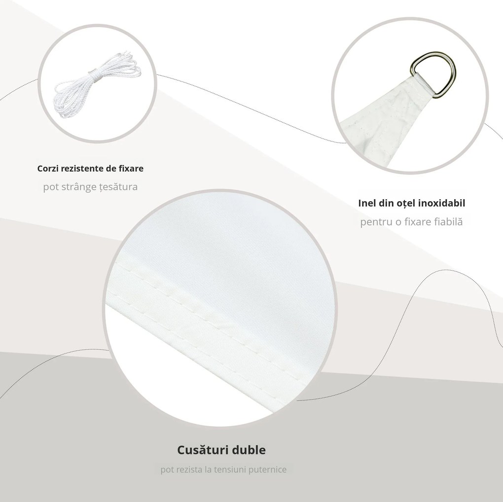 Outsunny Cort Parasolar Triunghiular, Protecție UV, Perfect pentru Spații Exterioare, Crem, 6x6x6m | Aosom Romania