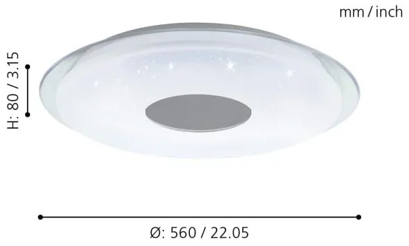 Plafonieră LED RGB dimabilă LANCIANO-C LED/38W/230V Eglo 98768 + telecomandă