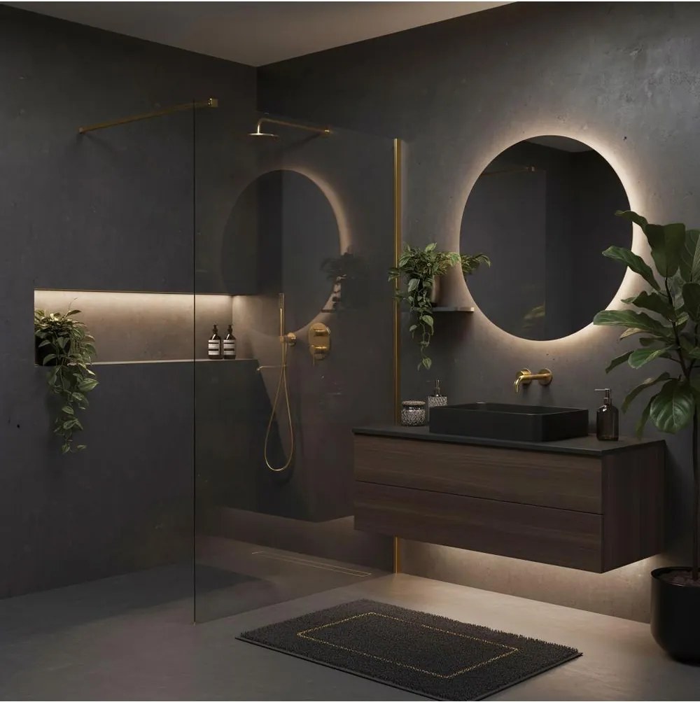 Paravan de dus Rea Flexi Transparent 100 cm auriu periat