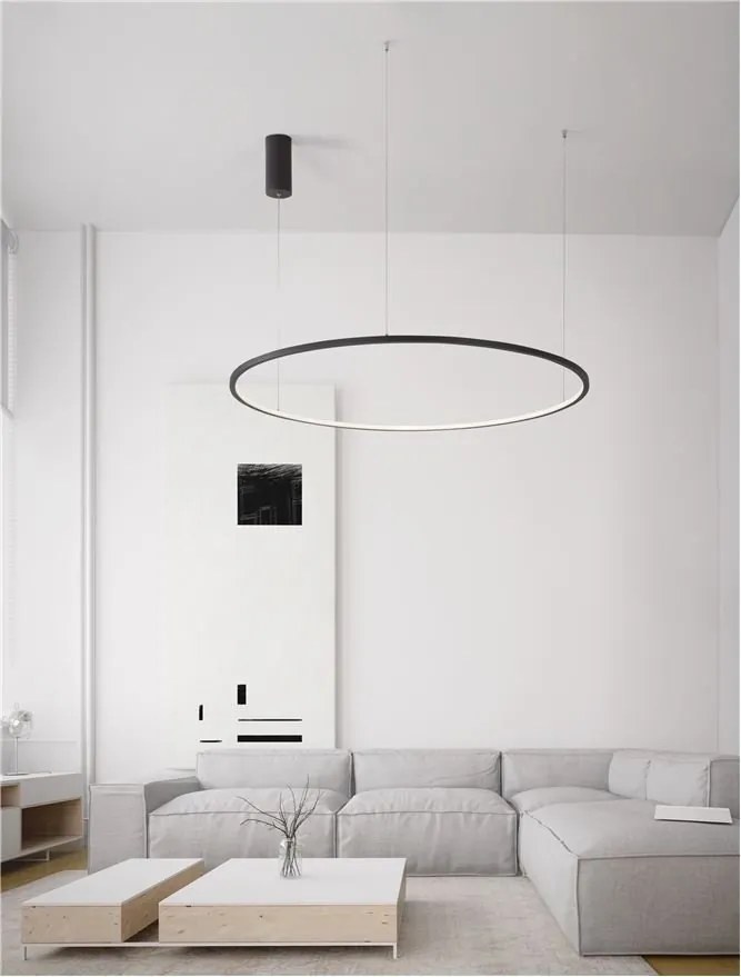 Lustra LED suspendata design modern circular TARQUIN D-100cm negru