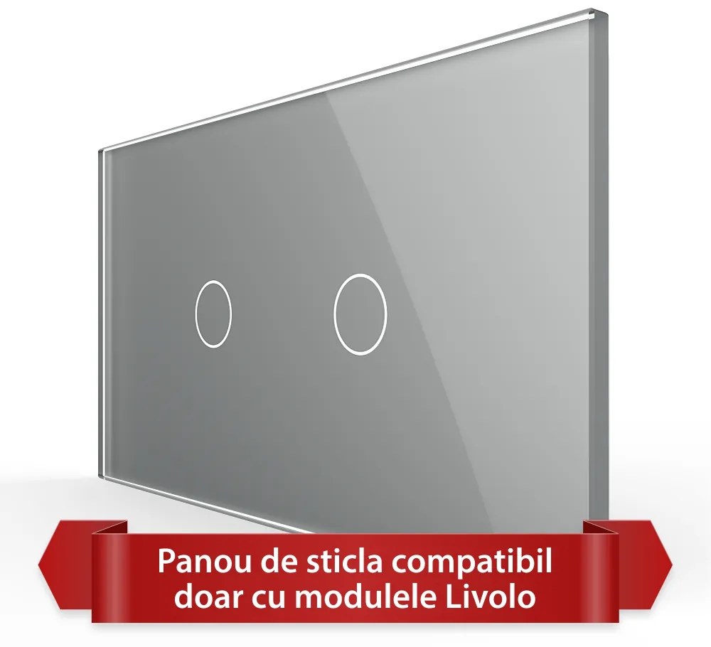 Panou Intrerupator Simplu + Simplu cu Touch LIVOLO din Sticla, Standard Italian – 4M