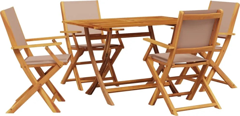vidaXL Set mobilier de grădină 5 piese textil taupe/lemn masiv
