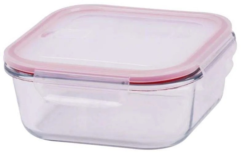Recipient pentru alimente BSG1, 1100 ml, 18x18x7 cm, patrat, sticla borosilicata PP, Clip, MagicHome