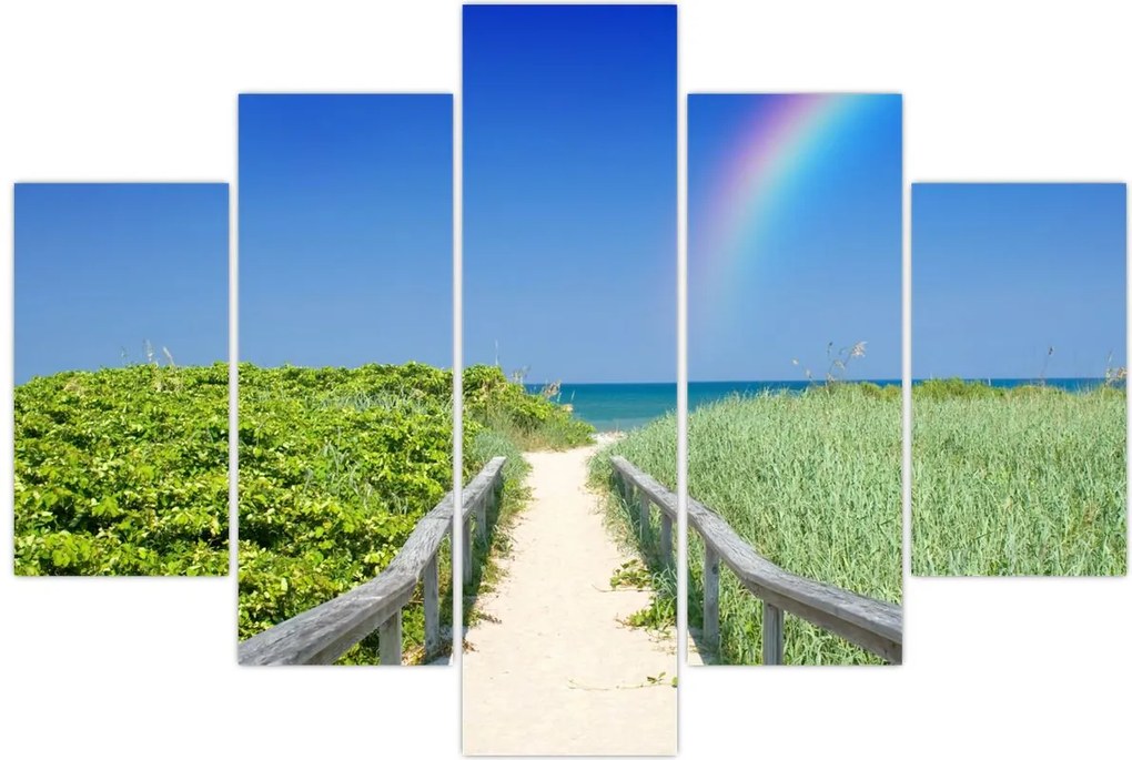 Tablou - Peisaj și curcubeu (150x105 cm)