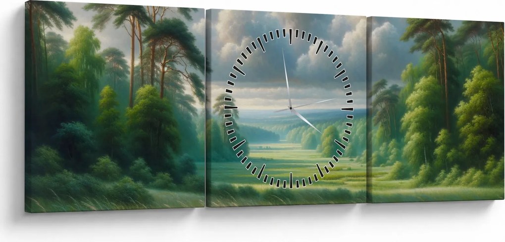 Tablou - Peisaj verde (cu ceas) (90x30 cm)