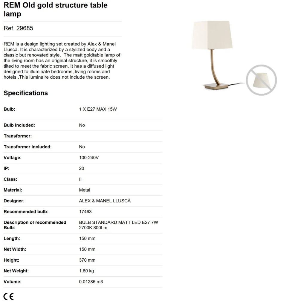 Veioza / Lampa de masa eleganta design clasic REM auriu/bej