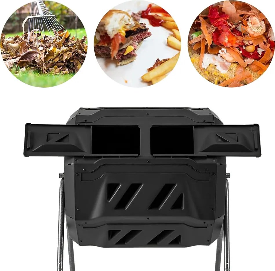 Compostor rotativ cu două camere de 160 litri