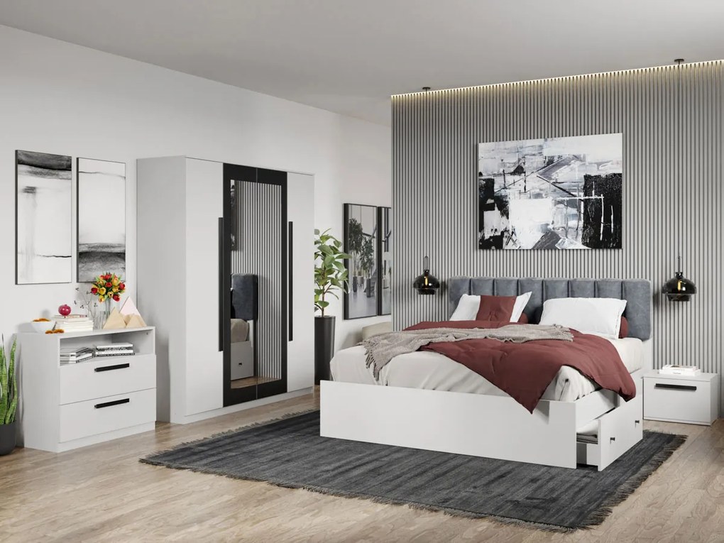 Set mobila dormitor complet Alb Nude C02